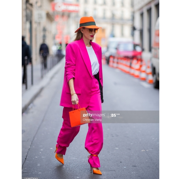 Zara Jackets & Coats Rare Zara Hot Pink Pant Suit Set Poshmark